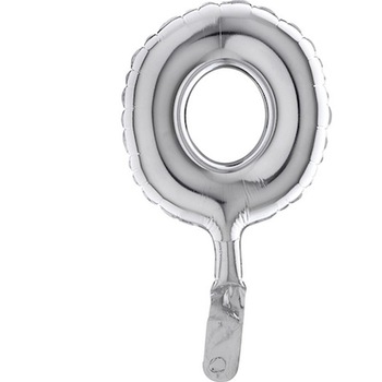 Balon micro folie cifra 0 argintie -18cm, Radar 07090 Balon micro folie cifra 0 argintie -18cm, Radar 07090