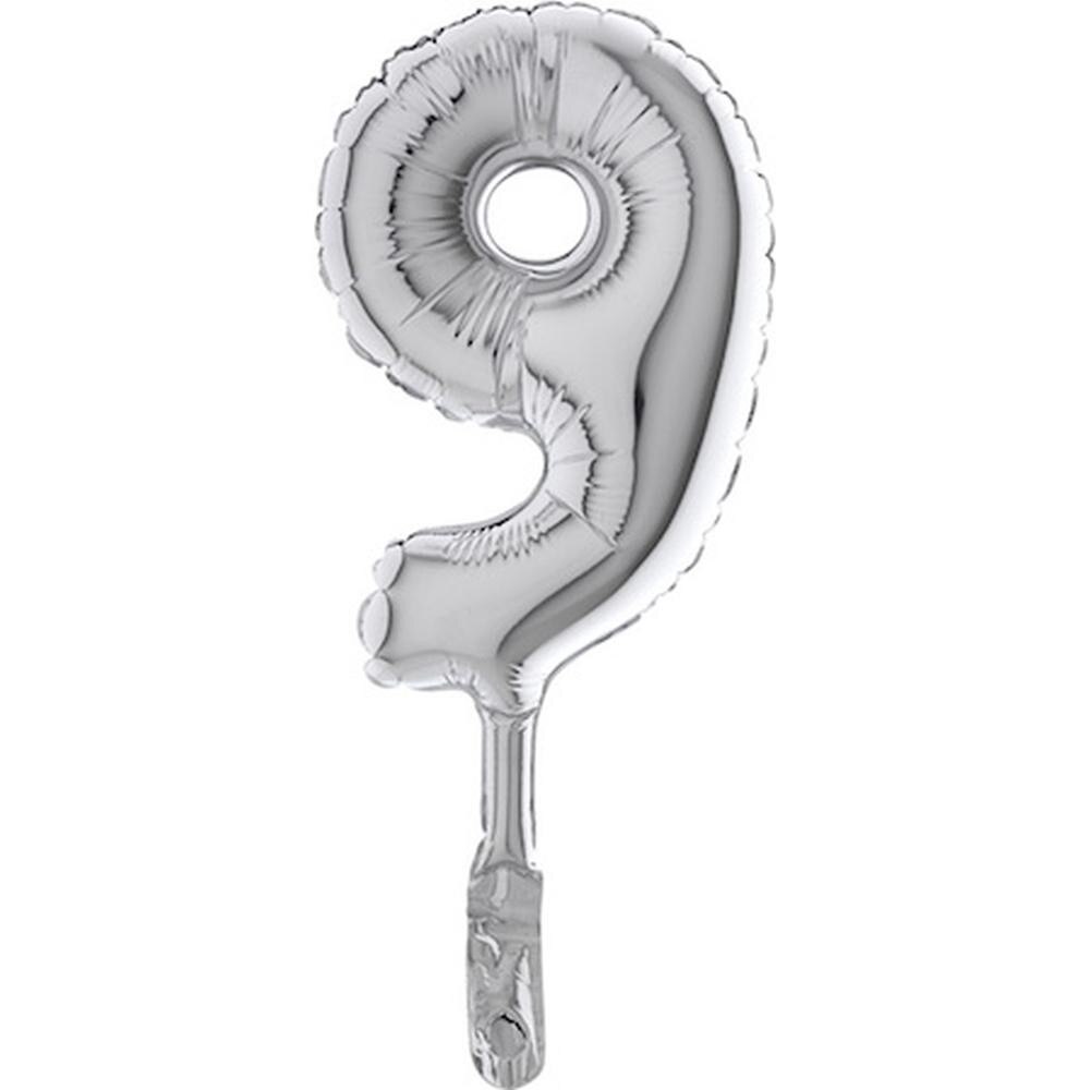 Balon micro folie cifra 9 argintiu - 18cm, Radar 07099