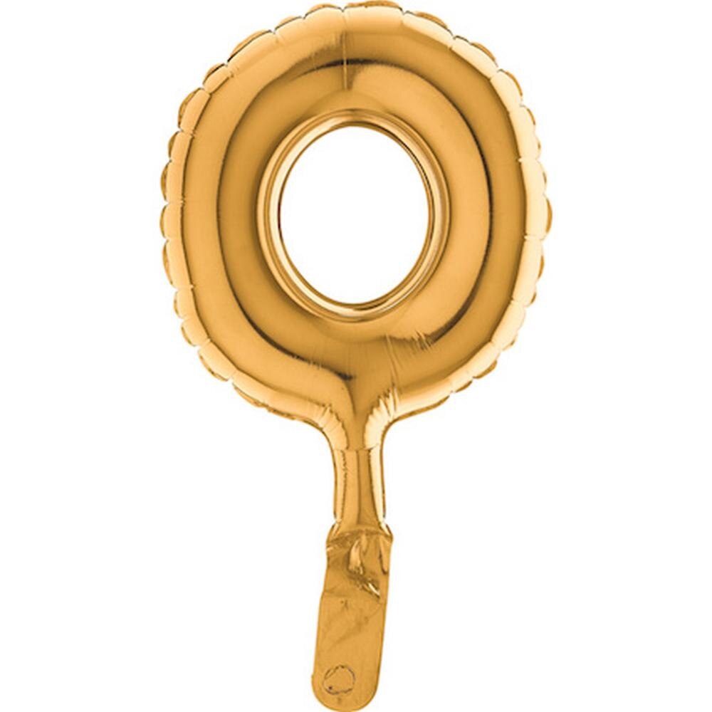 Balon micro folie cifra 0 auriu -18cm, Radar 07020