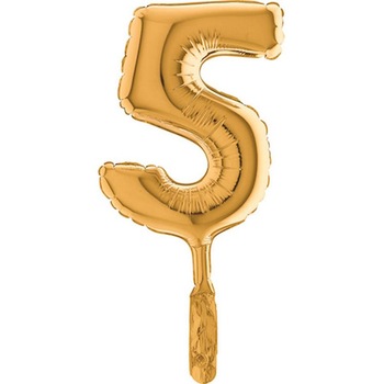 Balon micro folie cifra 5 auriu - 18cm, Radar 07025 Balon micro folie cifra 5 auriu - 18cm, Radar 07025