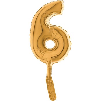 Balon micro folie cifra 6 auriu - 18cm, Radar 07026 Balon micro folie cifra 6 auriu - 18cm, Radar 07026