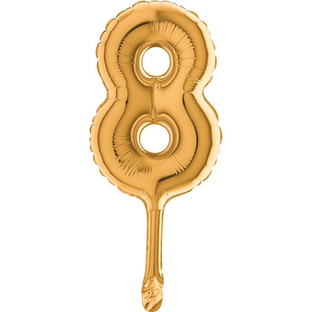 Balon micro folie cifra 8 auriu - 18cm, Radar 07028
