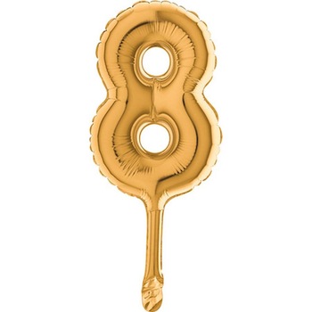 Balon micro folie cifra 8 auriu - 18cm, Radar 07028 Balon micro folie cifra 8 auriu - 18cm, Radar 07028