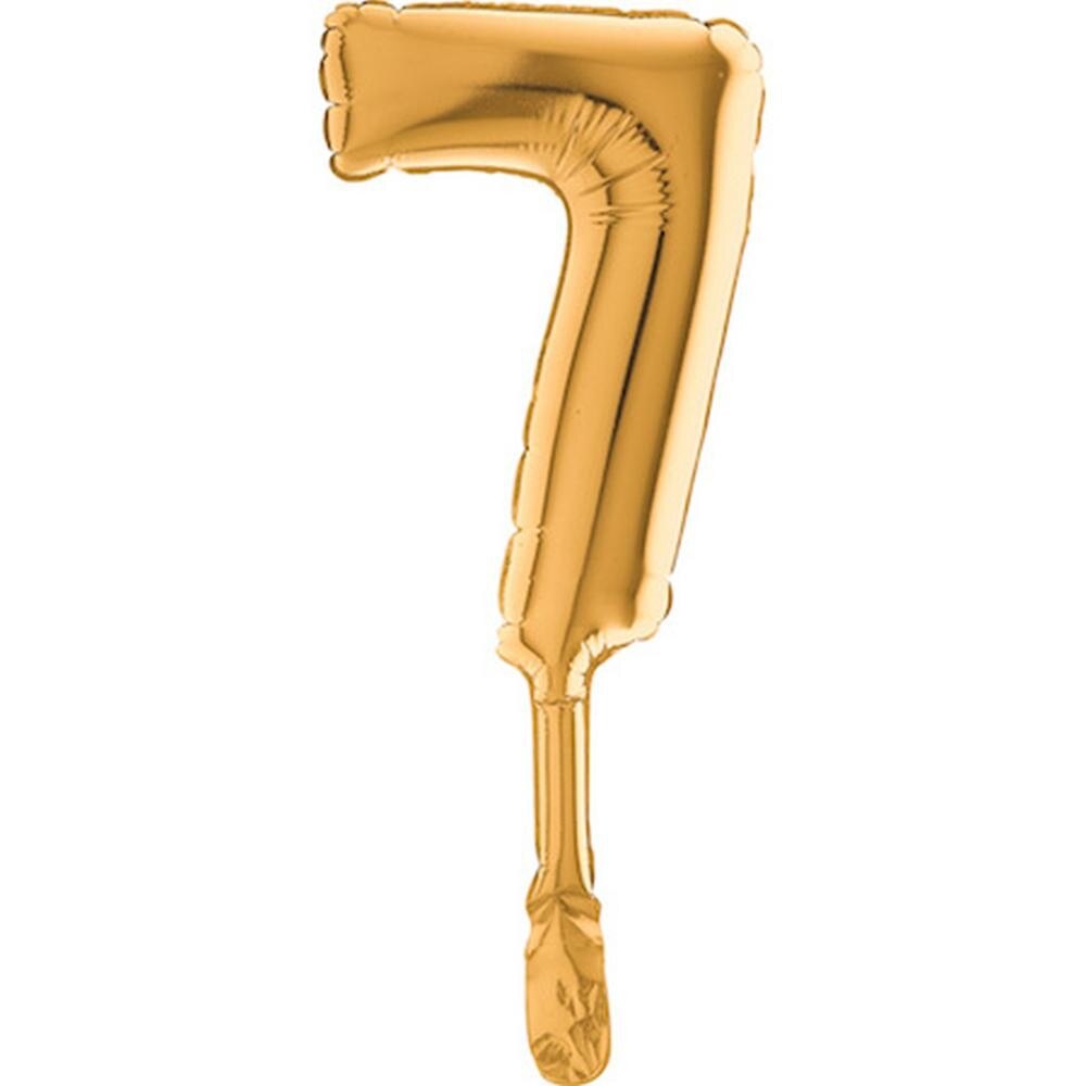 Balon micro folie cifra 7 auriu - 18cm, Radar 07027