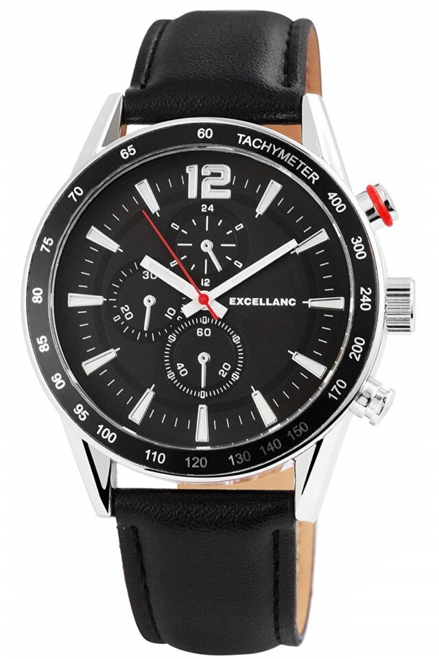 Ceas Barbati Excellanc Analogic cu Curea din Piele Negru