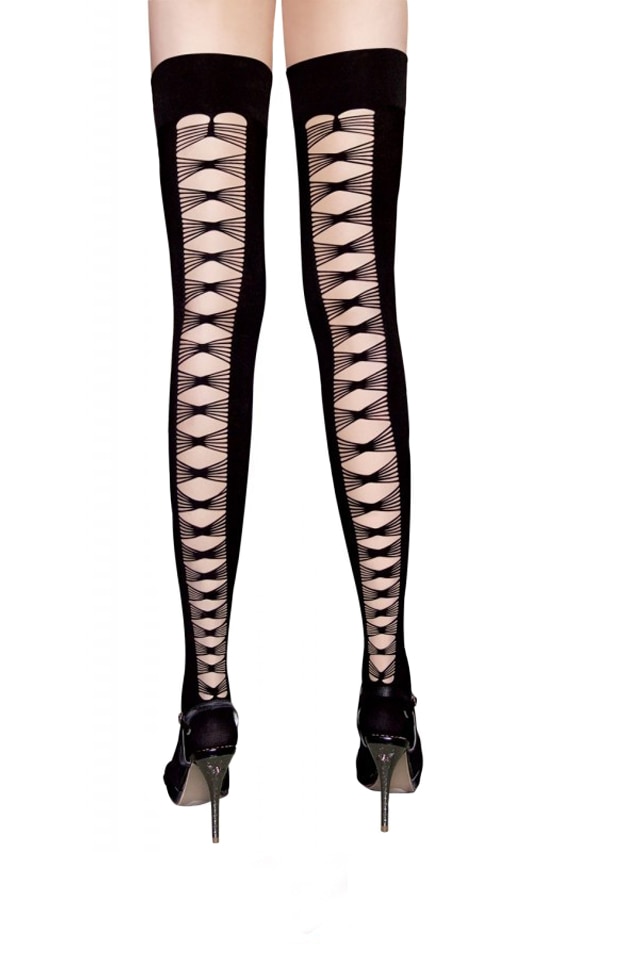 Ciorapi pantalon cu model deosebit,D&J Exclussive, Negru