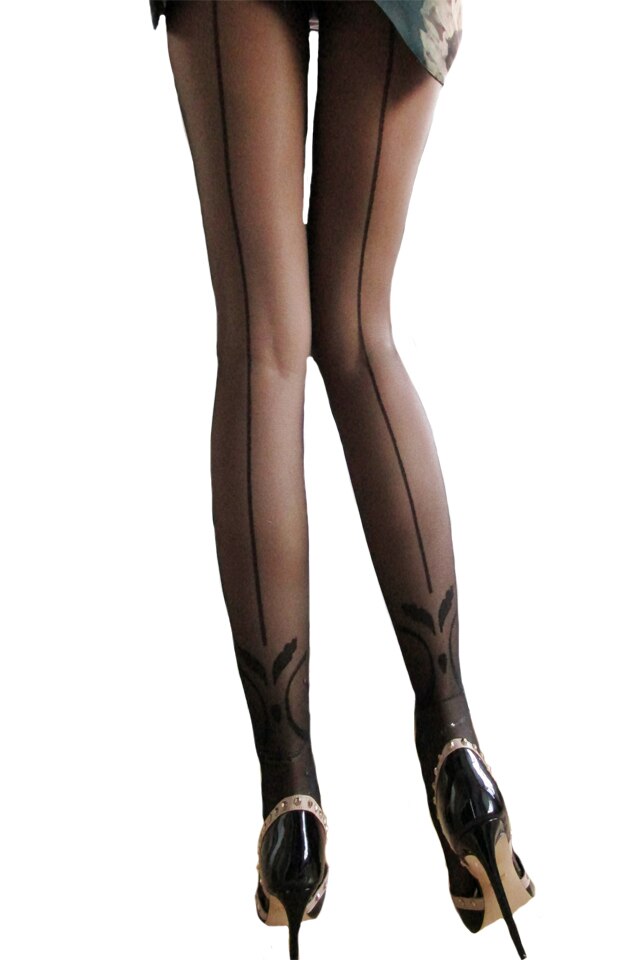 Ciorapi cu model deasupra calcaiului, Negru