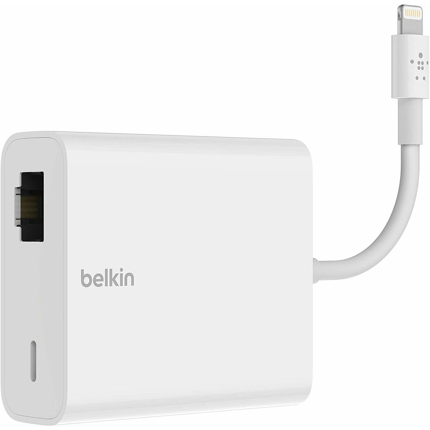 Adaptor PowerLAN Belkin, Lightning la Ethernet, 480Mbps, PoE, alb