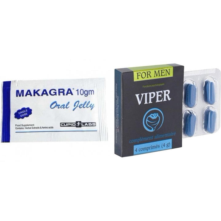 CUPID LABS Makagra Oral Zselés stimuláló csomag, 10 g, Viper FR Potencianövelő tabletta, 4 kapszula