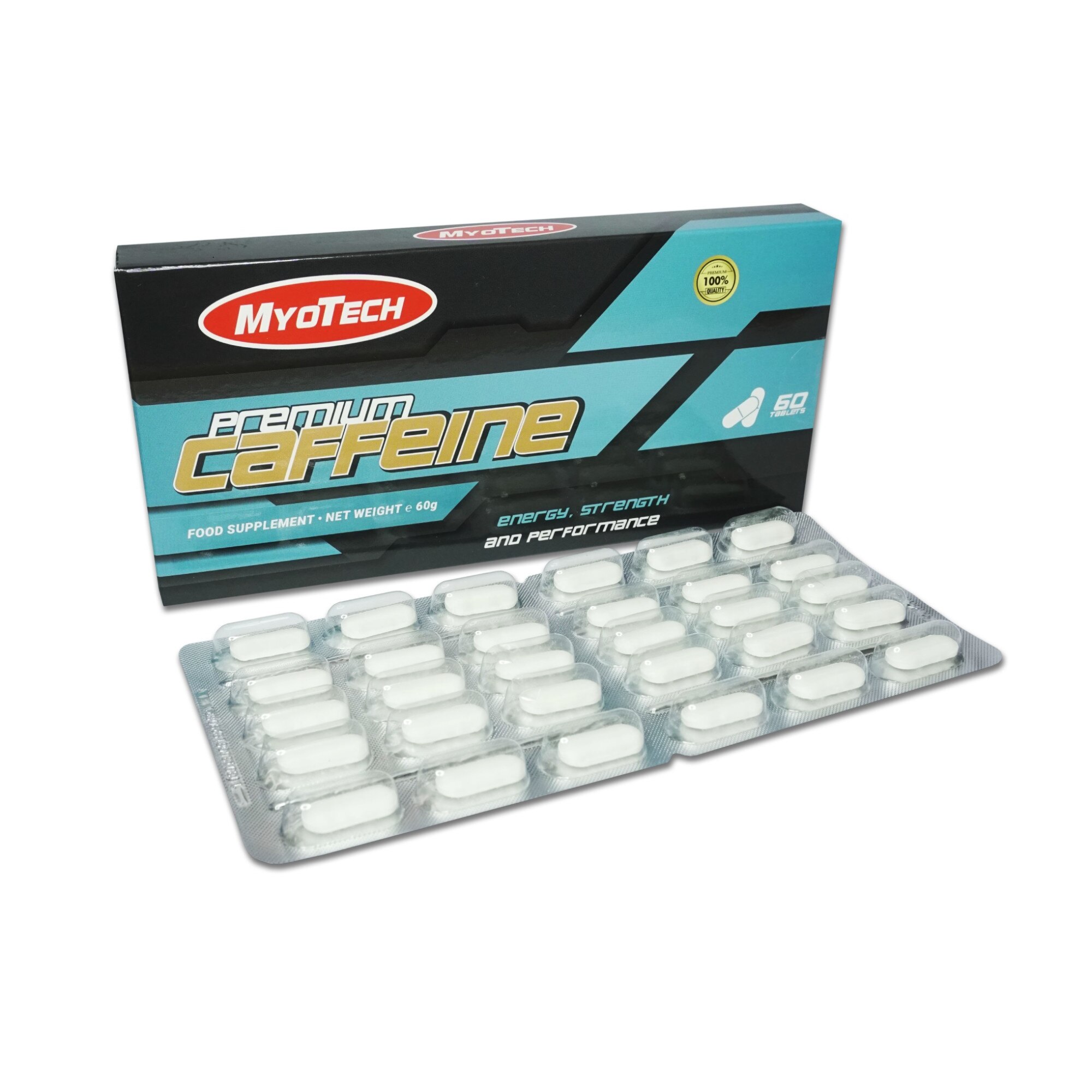 Premium Caffeine de la MyoTech, 60 tablete