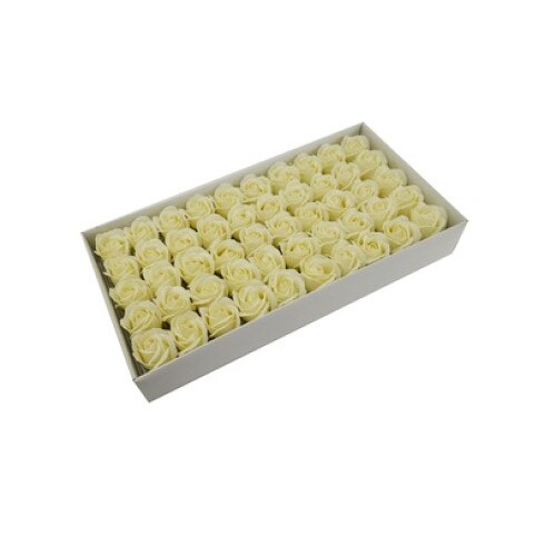 Cutie cu 50 de trandafiri din sapun, culoare crem