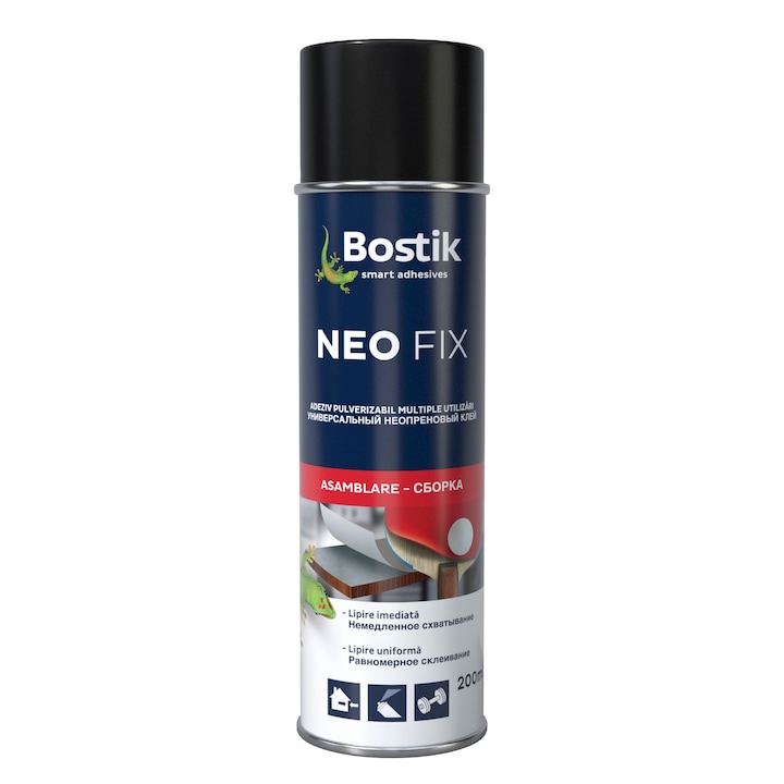 Лепило спрей за множество повърхности, Bostik, Neo Fix, вътрешно, сламеножълто, 200 ml