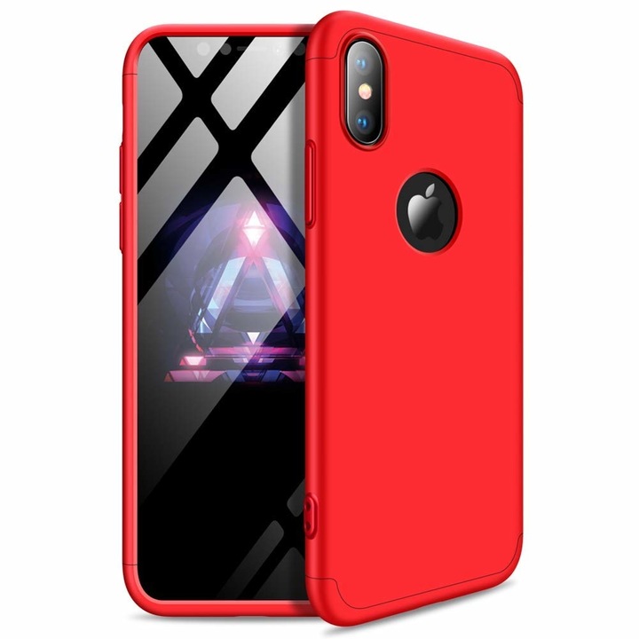 Gkk 360 кейс за Iphone Xs Max Red (отвор за лого), Червен