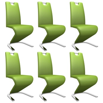 Set de 6 scaune de bucatarie, vidaXL, Verde, 45 x 62 x 102cm