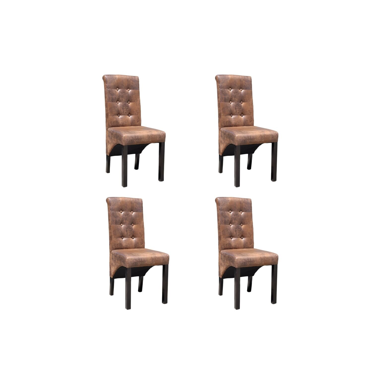 Set de 4 scaune de bucatarie, vidaXL, Piele ecologica, Maro, 42 x 56 x 95cm