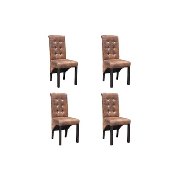 Set de 4 scaune de bucatarie, vidaXL, Piele ecologica, Maro, 42 x 56 x 95cm Set de 4 scaune de bucatarie, vidaXL, Piele ecologica, Maro, 42 x 56 x 95cm