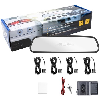 Senzori parcare PNI Escort P03 B cu afisaj in oglinda, cu 4 receptori ultrasonici, culoare neagru, 25 mm, 12V Senzori parcare PNI Escort P03 B cu afisaj in oglinda, cu 4 receptori ultrasonici, culoare neagru, 25 mm, 12V