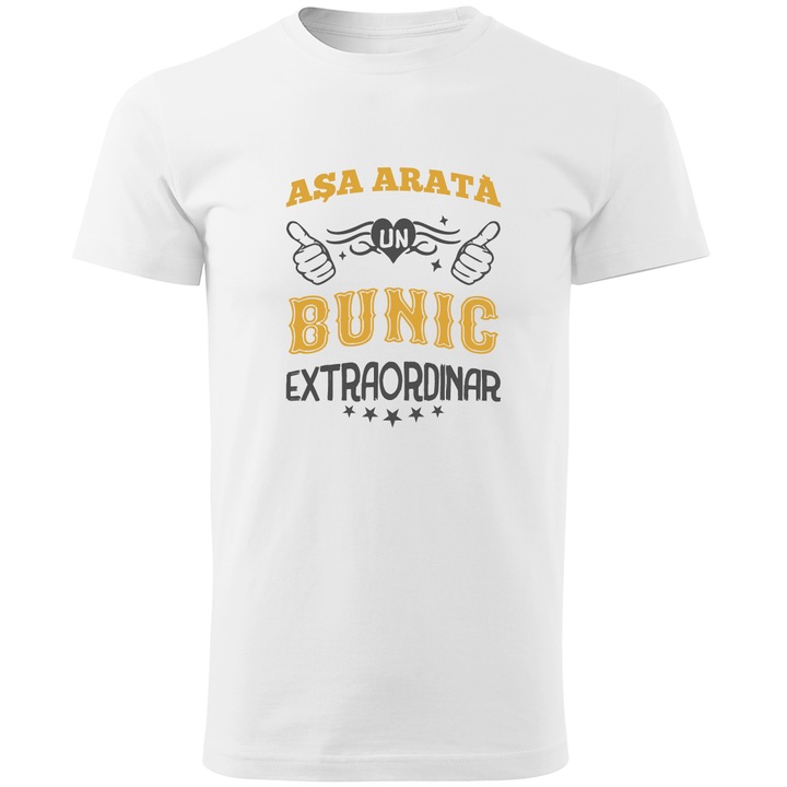 Tricou personalizat barbat, alb ASA ARATA UN BUNIC EXTRAORDINAR marime 2XL