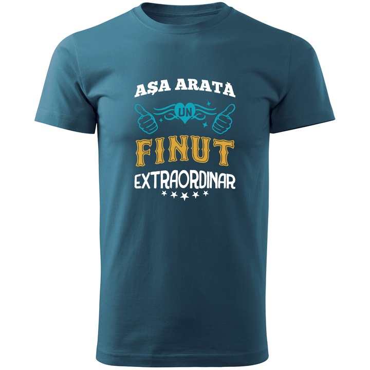 Tricou personalizat barbat, albastru ASA ARATA UN FIN EXTRAORDINAR marime 2XL