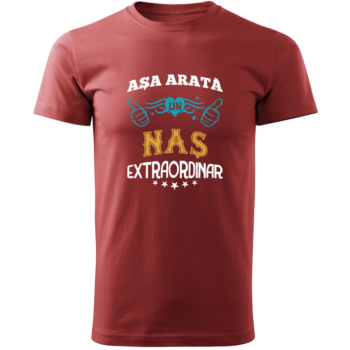 Tricou personalizat barbat, rosu ASA ARATA UN NAS EXTRAORDINAR marime L