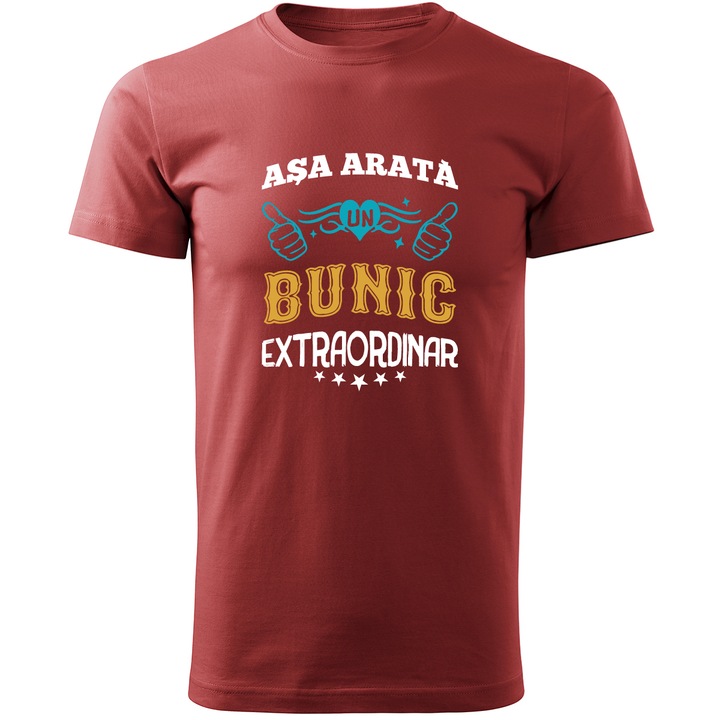 Tricou personalizat barbat, rosu ASA ARATA UN BUNIC EXTRAORDINAR marime 2XL