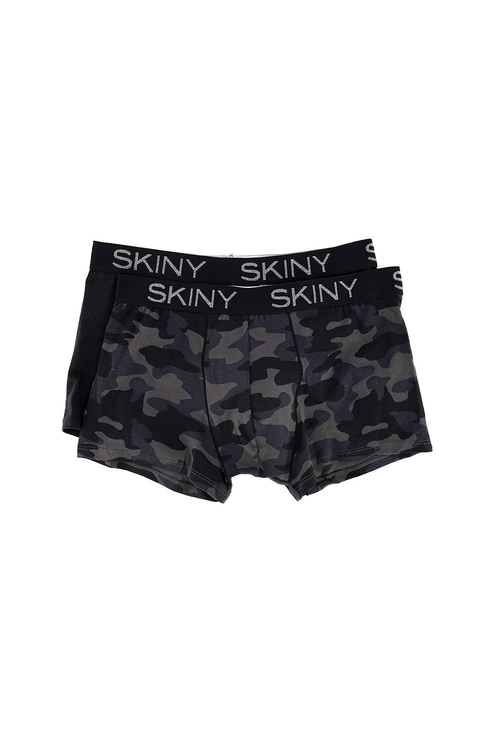 Skiny, Set de boxeri cu banda cu logo in talie - 2 perechi, Negru/Verde militar/Gri inchis, S
