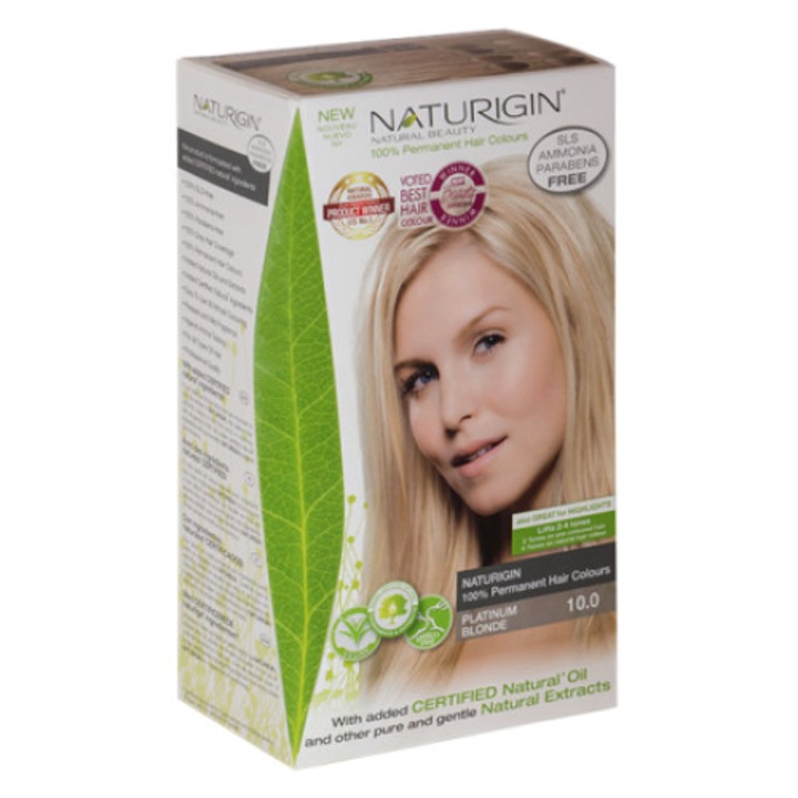 Vopsea de par, kit, Naturigin, culoare 10.0 blond platinat