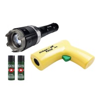 pachet brt- 029 format din aparat cu ultrasunete impotriva cainilor raza actiune 6 m si 2 sprayuri nato husa inclusa si lanterna cu electrosoc 10000 kv imagen 44_0_
0