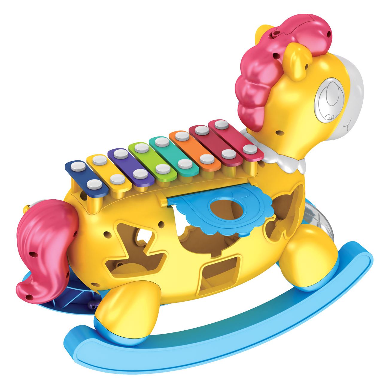 Xilofon, sub forma unui calut cu 7 clape cu diferite note muzicale