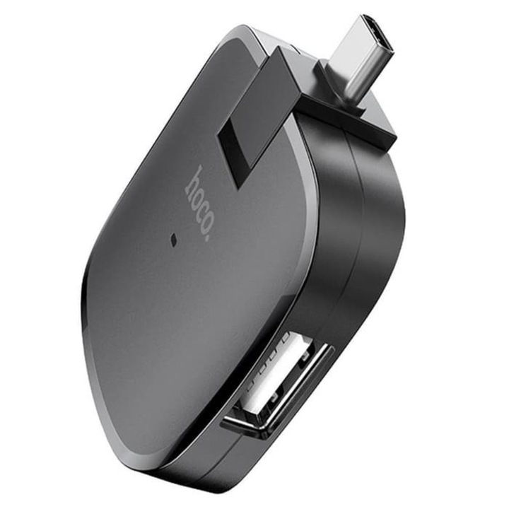 Хъб Hoco, 3 USB порта към Type C, Черен