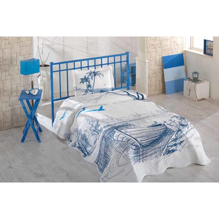 Единично капитонирано покривало за легло Cristiano Mari в комплект с калъфка ORTUM Paradise 100% натурален памук