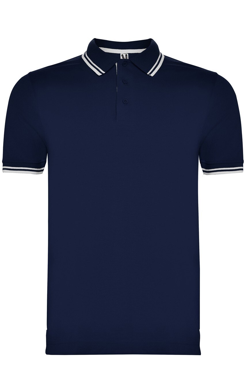 Tricou polo barbati, bumbac 100%, Roly Montreal, Bleumarin/Alb