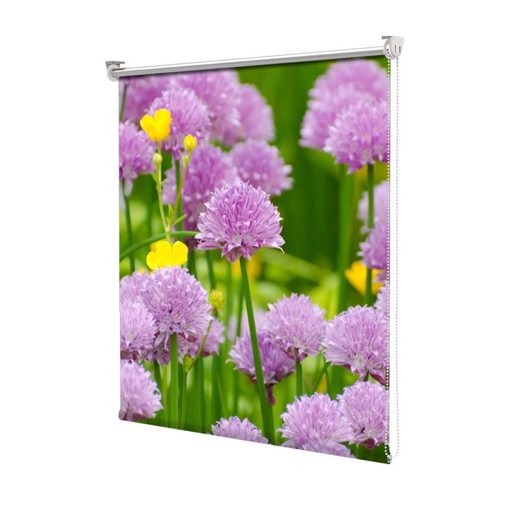 Rolete Art Shade tip Jaluzele cu Rulou si sistem inclus, Flori violet salbatice, Decoratiuni, Latime 150 cm x Inaltime 190 cm