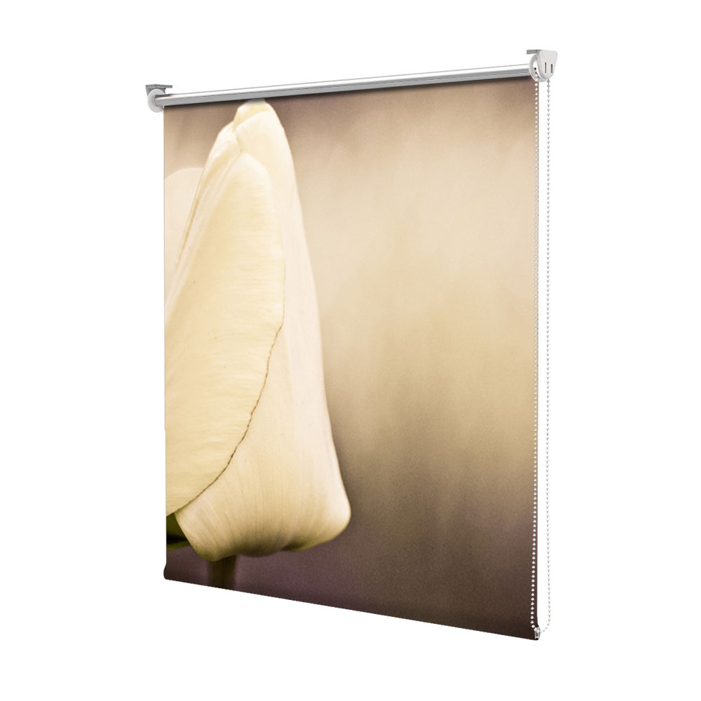 Rolete Art Shade tip Jaluzele cu Rulou si sistem inclus, Mugure de lalea alba, Decoratiuni, Latime 180 cm x Inaltime 130 cm