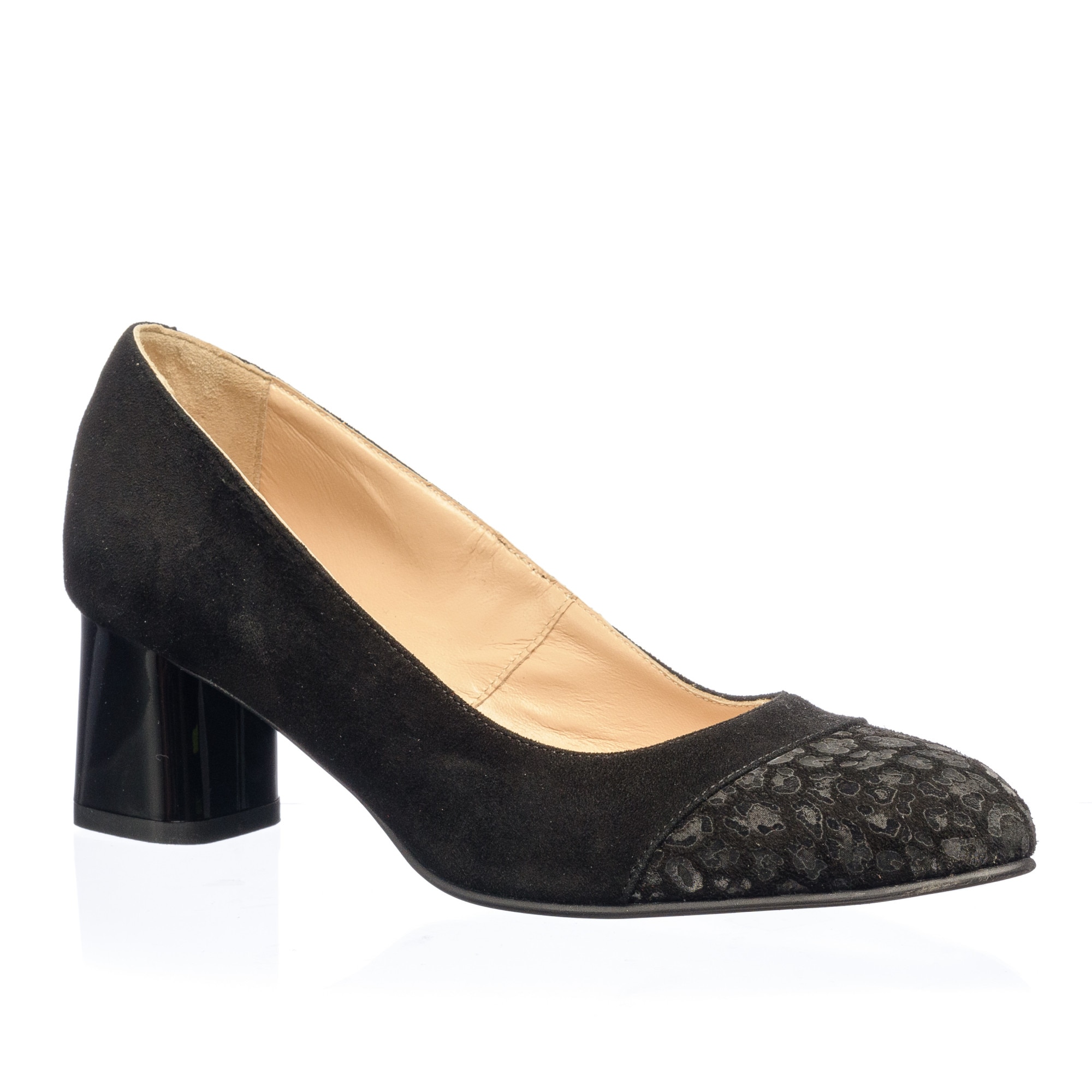 Pantofi dama din piele naturala - Negru Antilopa Varf Poney - A3 NAVP