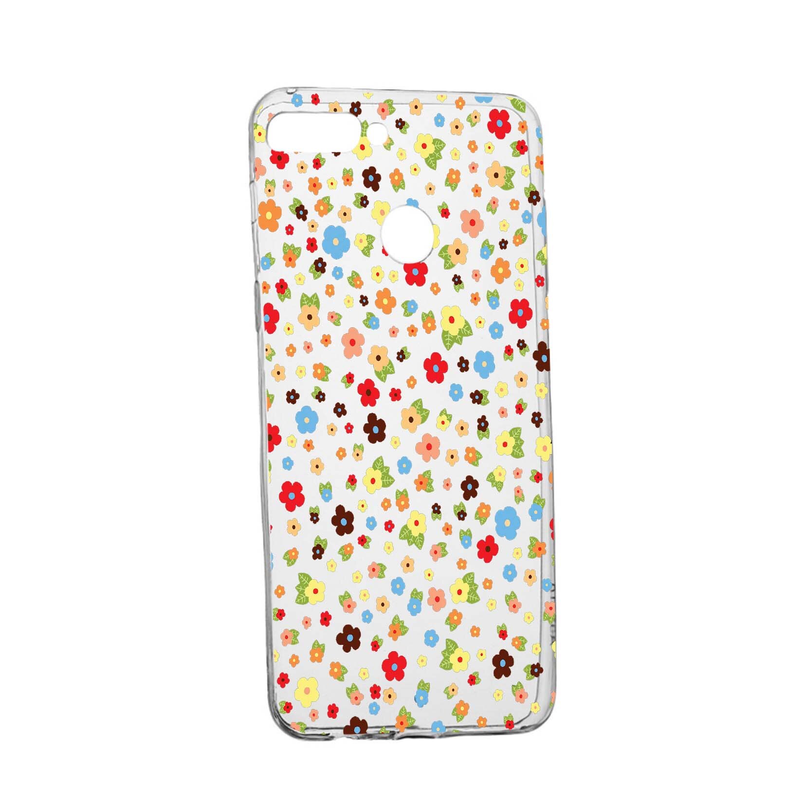 Husa de protectie, Happy Flowers, pentru Huawei Y7 Prime 2018 / Y7 2018, rezistenta la uzura, anti-alunecare, din silicon Premium, 501