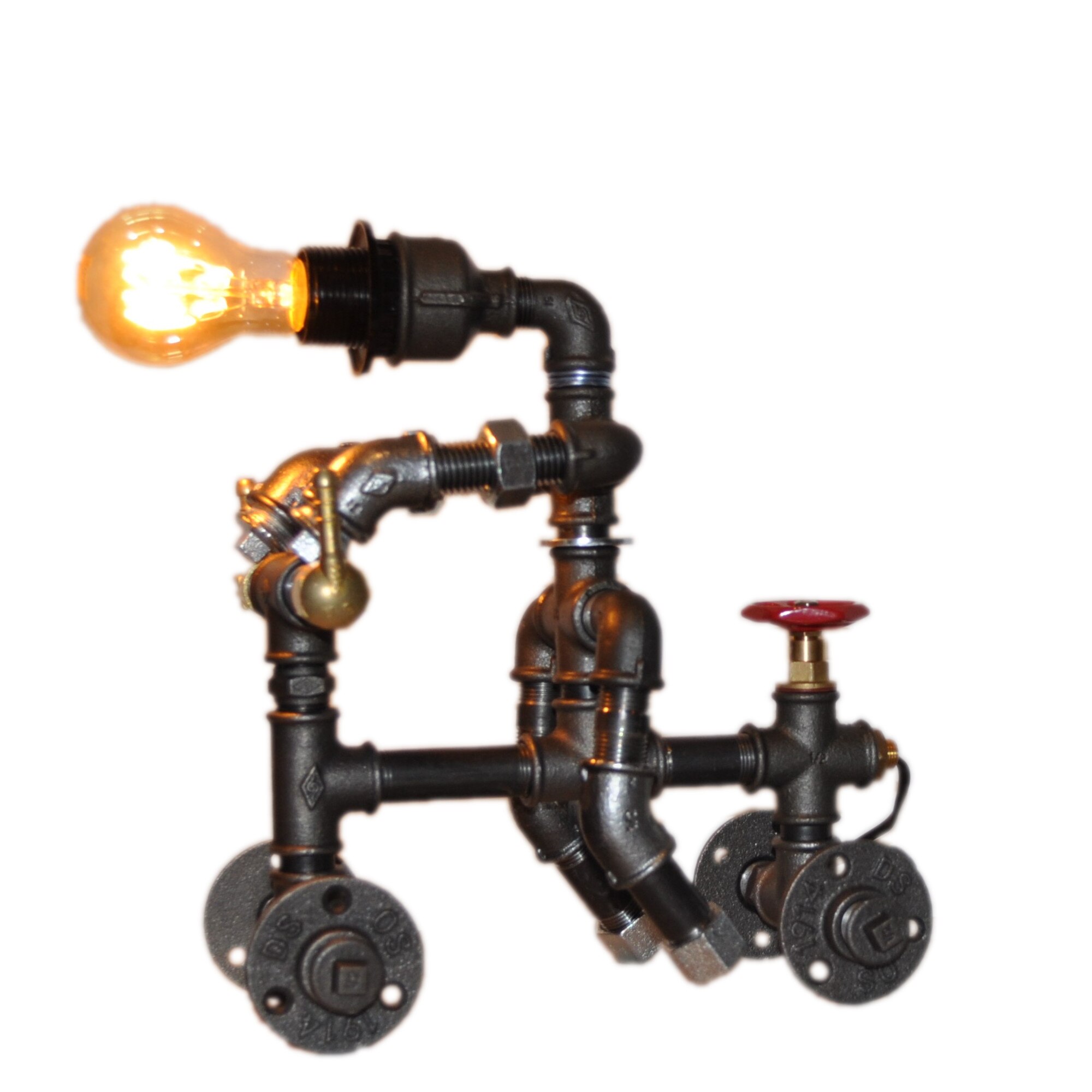 Lampa motociclist steampunk cu bec Edison