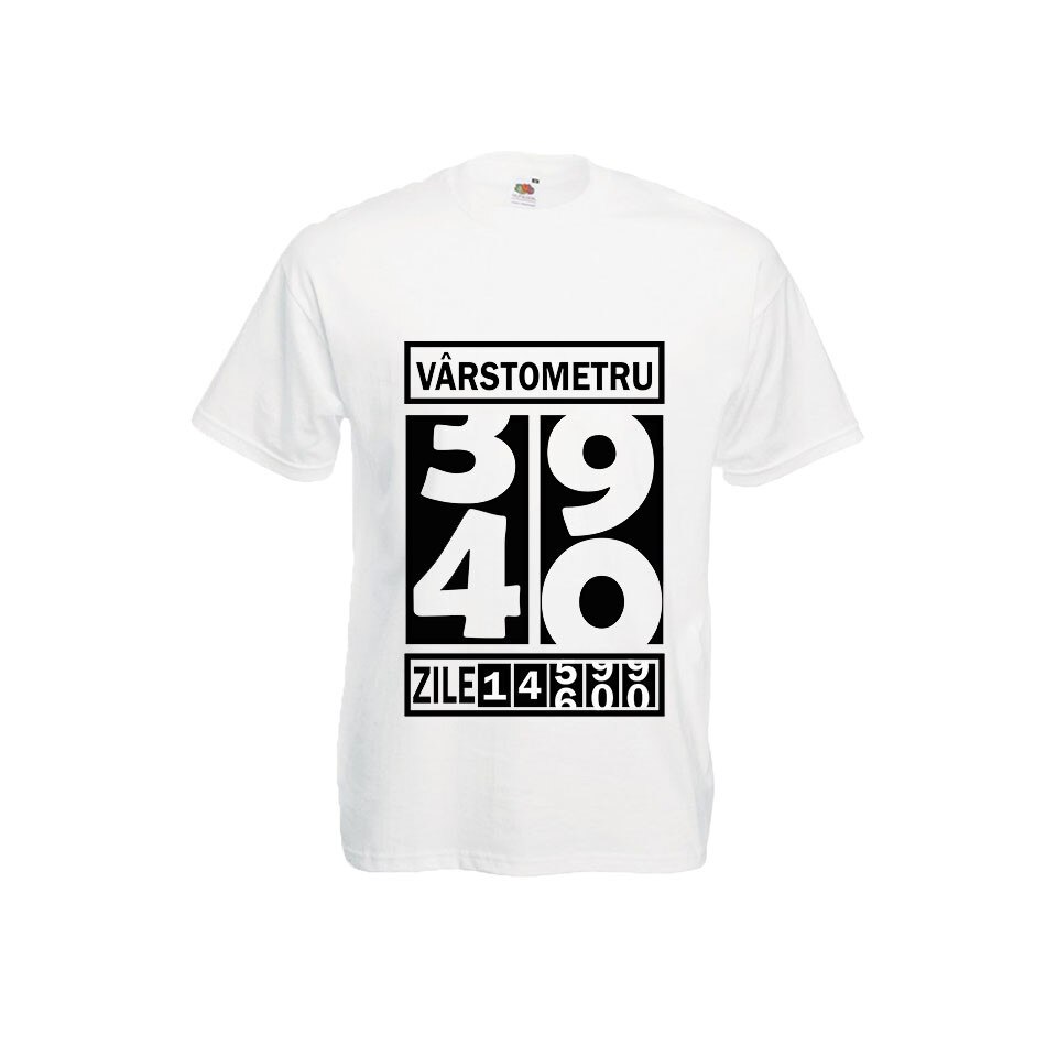 Tricou barbatesc personalizat Fruit of the loom, alb, Varstometru 40 ani S