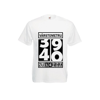 Tricou barbatesc personalizat Fruit of the loom, alb, Varstometru 40 ani S Tricou barbatesc personalizat Fruit of the loom, alb, Varstometru 40 ani S