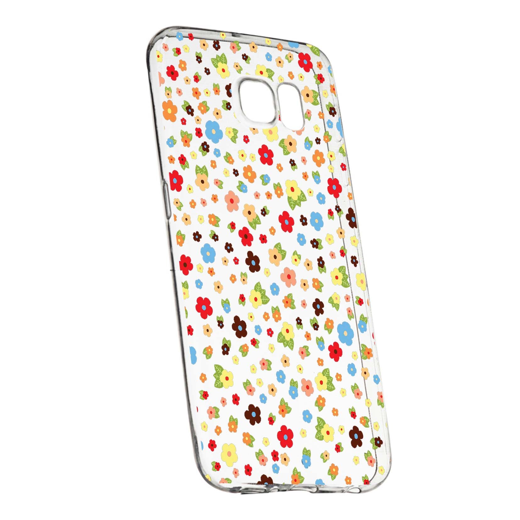 Husa de protectie, Happy Flowers, pentru Samsung Galaxy S6, rezistenta la uzura, anti-alunecare, din silicon Premium, 501