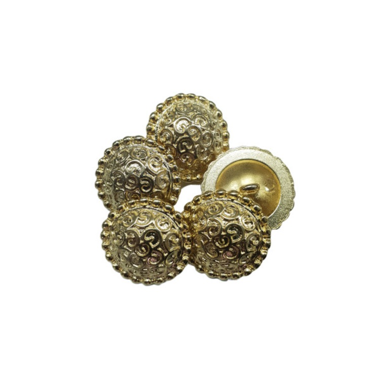 Set de 50 nasturi metalici brand MABO , cu model , aurii , L.44 (2.8 cm)