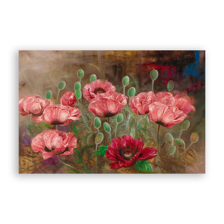 Tablou Canvas - Floral, Flori de maci, Rosu, Buchet, 20 x 30 cm