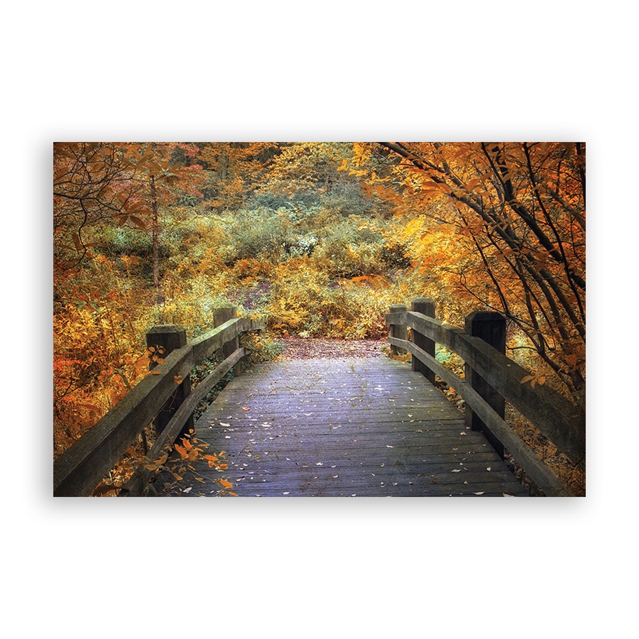Tablou Canvas - Natura, Peisaj, Pod, Padure, Frunze, Toamna, 80 x 120 cm