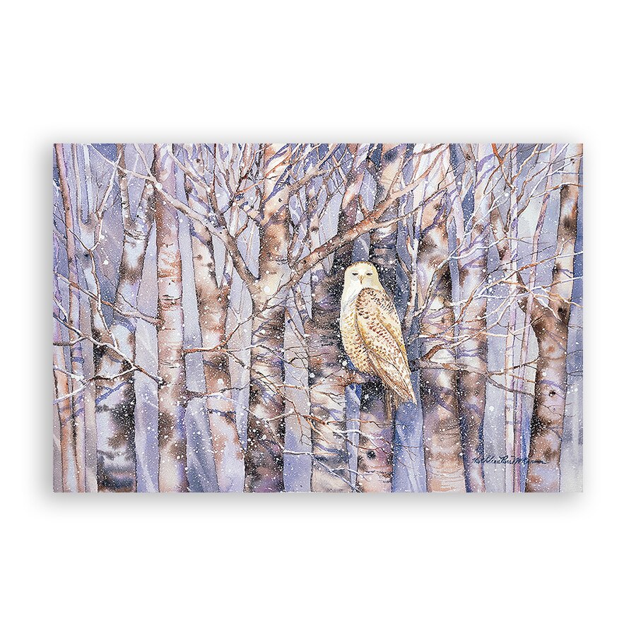 Tablou Canvas - Natura, Padure, Animal, Bufnita, Iarna, Pictura, 80 x 120 cm