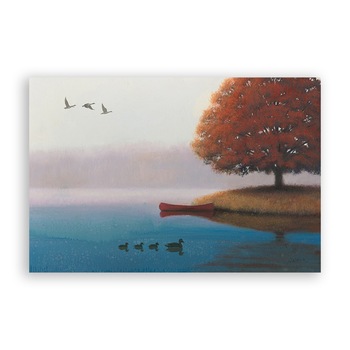Tablou Canvas - Natura, Peisaj, Lac, Copac, Pasari, Toamna, Pictura, 80 x 120 cm Tablou Canvas - Natura, Peisaj, Lac, Copac, Pasari, Toamna, Pictura, 80 x 120 cm