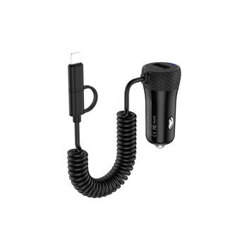 Incarcator auto + cablu 2 in 1(lightning+micro) Z21A Negru Hoco Incarcator auto + cablu 2 in 1(lightning+micro) Z21A Negru Hoco