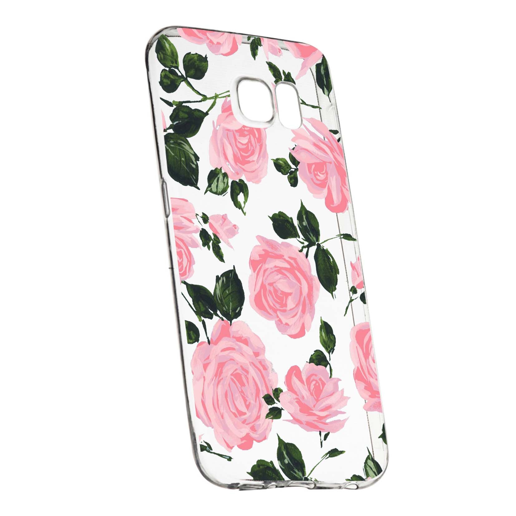 Husa de protectie, Trandafiri, culorile de pastel, pentru Samsung Galaxy S7 Edge, rezistenta la uzura, anti-alunecare, din silicon Premium, 514