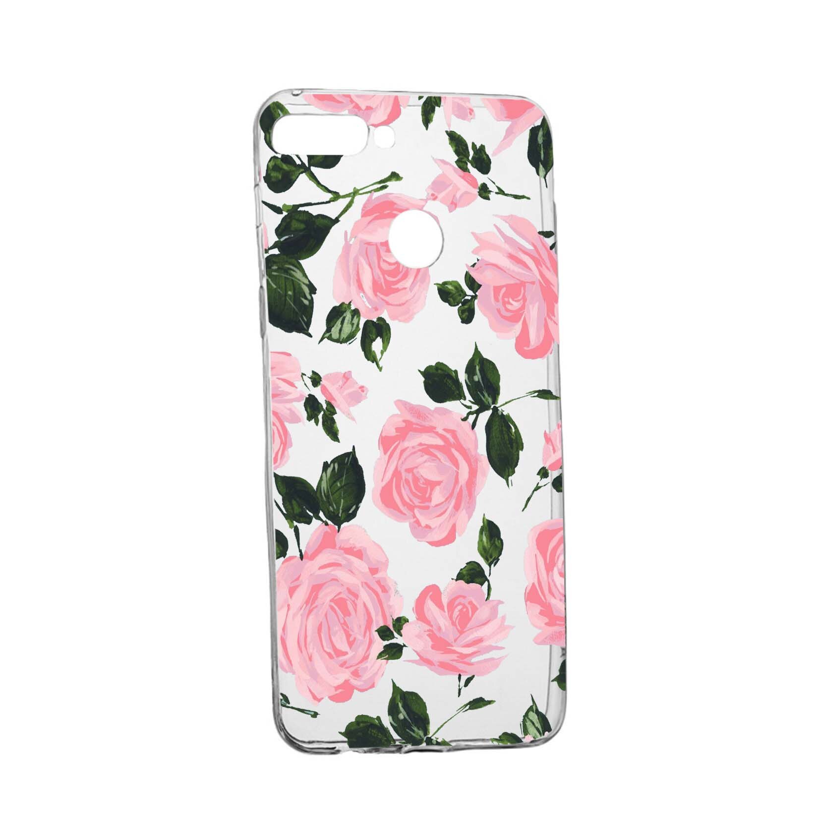 Husa de protectie, Trandafiri, culorile de pastel, pentru Oppo A7/ AX7, rezistenta la uzura, anti-alunecare, din silicon Premium, 514