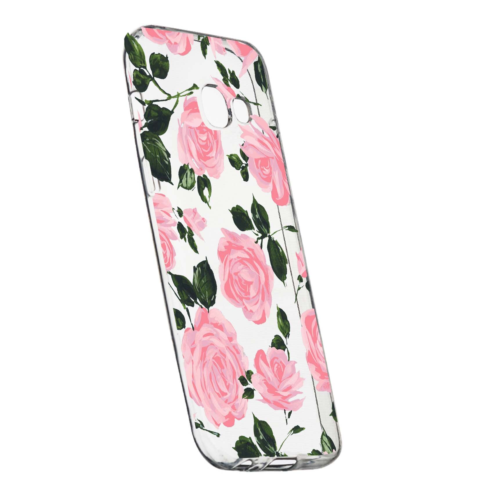 Husa de protectie, Trandafiri, culorile de pastel, pentru Samsung Galaxy J4 Plus 2018, rezistenta la uzura, anti-alunecare, din silicon Premium, 514