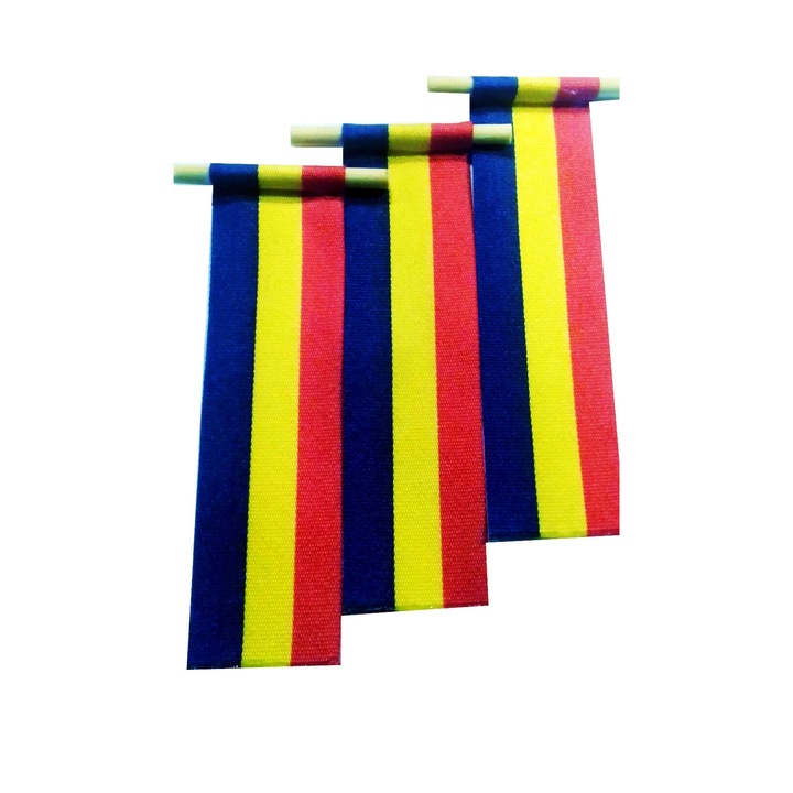 Комплект румънски трицветни флагчета 12 см x 3 см, 3 бр